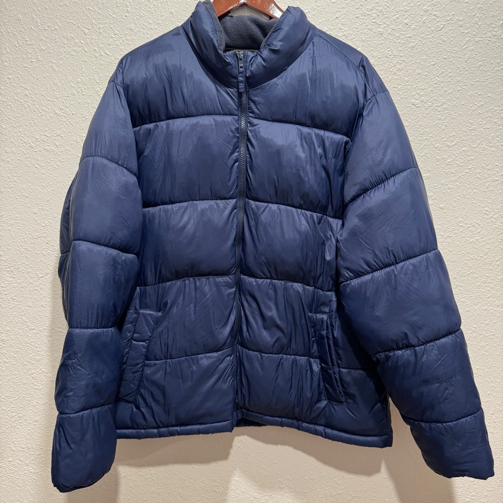 Old Navy Mens XXL Navy Blue Puffer Jacket Full Zip Insulated 480570-01